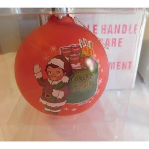 Campbell's Soup Kids Collector 2009 3" Red Glass Ball Christmas Ornament
